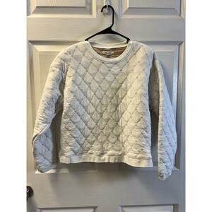Madewell Sweater Quilted Swing Sweatshirt Cropped Pullover Antique Cream M